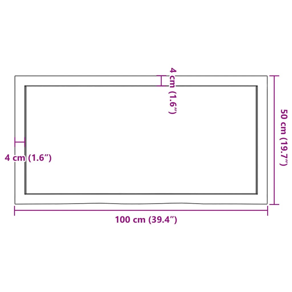 vidaXL Tischplatte aus Massivholz Eiche – unbehandelt, 100×50 cm, Dicke 2–6 cm