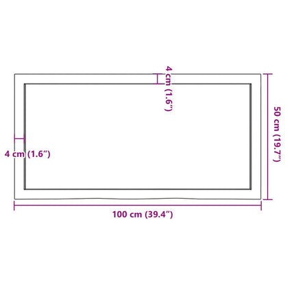 vidaXL Tischplatte aus Massivholz Eiche – unbehandelt, 100×50 cm, Dicke 2–6 cm