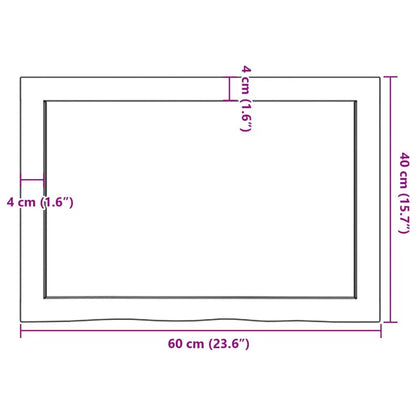 vidaXL Tischplatte Hellbraun aus Massivholz Eiche Behandelt, 60×40 cm, Dicke 2–4 cm