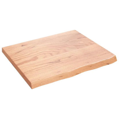 Tischplatte Hellbraun aus Massivholz Eiche, 60×50 cm, 2–4 cm Dicke, behandelt