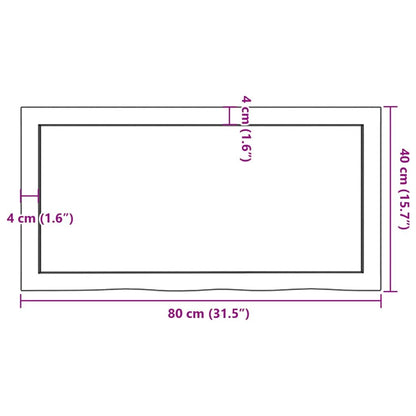 Tischplatte Hellbraun aus Massivholz Eiche, 80×40 cm, 4 cm Dicke