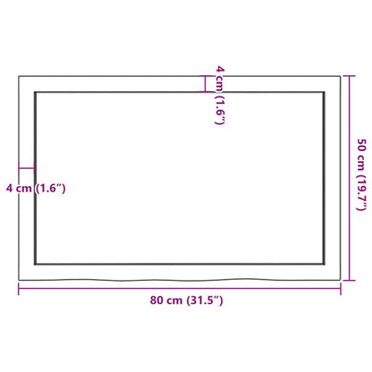 Tischplatte Hellbraun 80x50x(2-6) cm Massivholz Eiche Behandelt