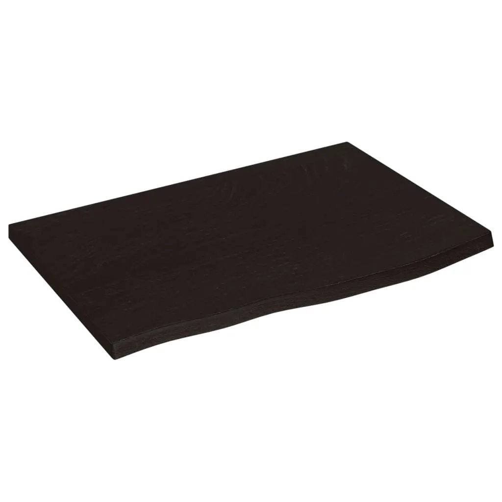 Tischplatte aus Massivholz Eiche, dunkelbraun, 60x40x2 cm, behandelt