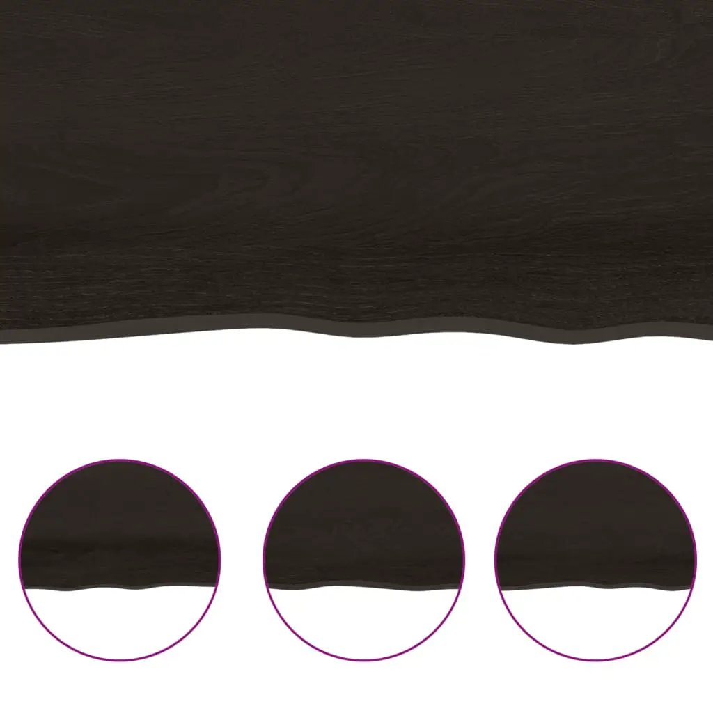 Tischplatte Dunkelbraun aus Massivholz Eiche, 100×60 cm, Dicke 2–6 cm
