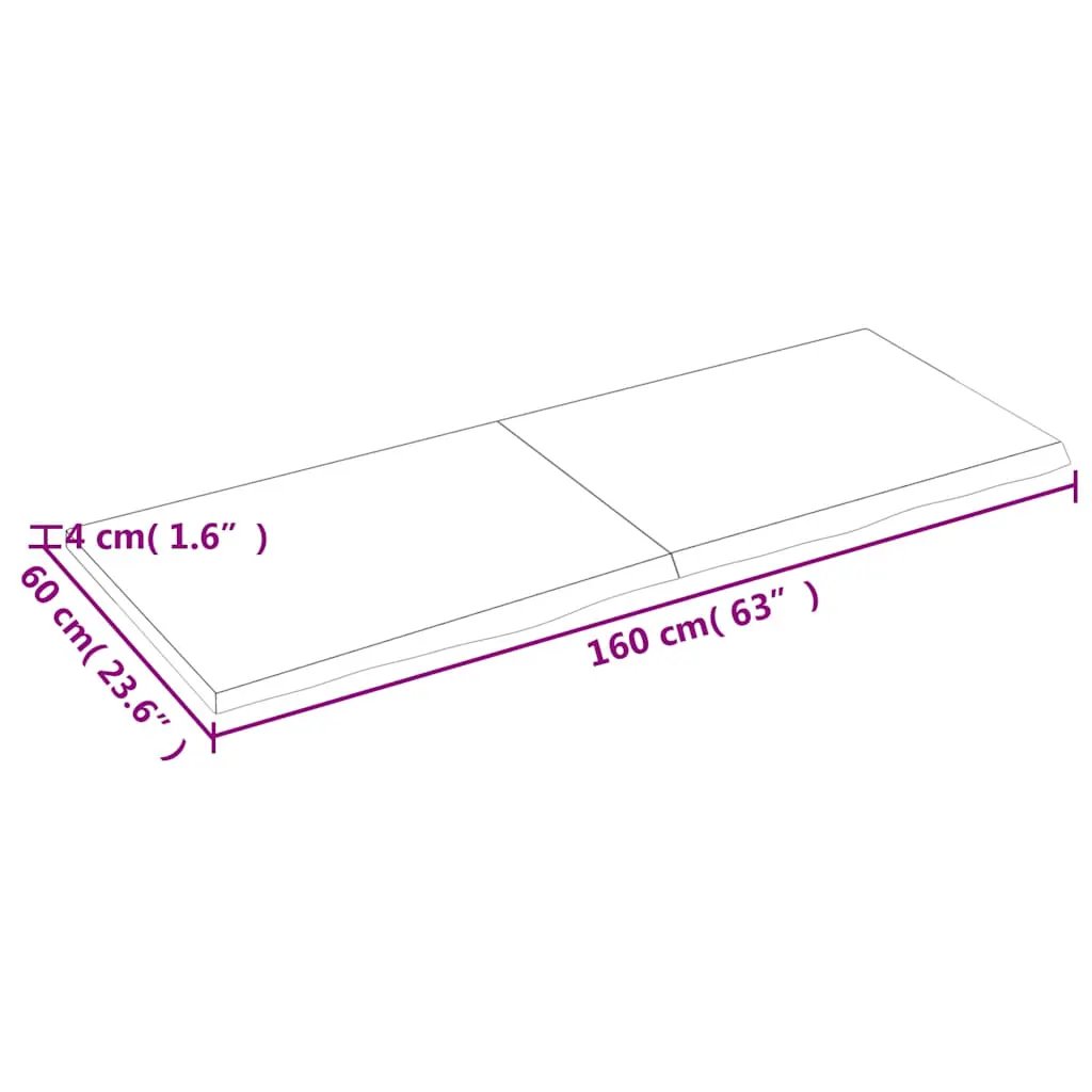 Tischplatte Dunkelbraun aus Massivholz Eiche, 160x60 cm, Dicke 2–4 cm, vidaXL