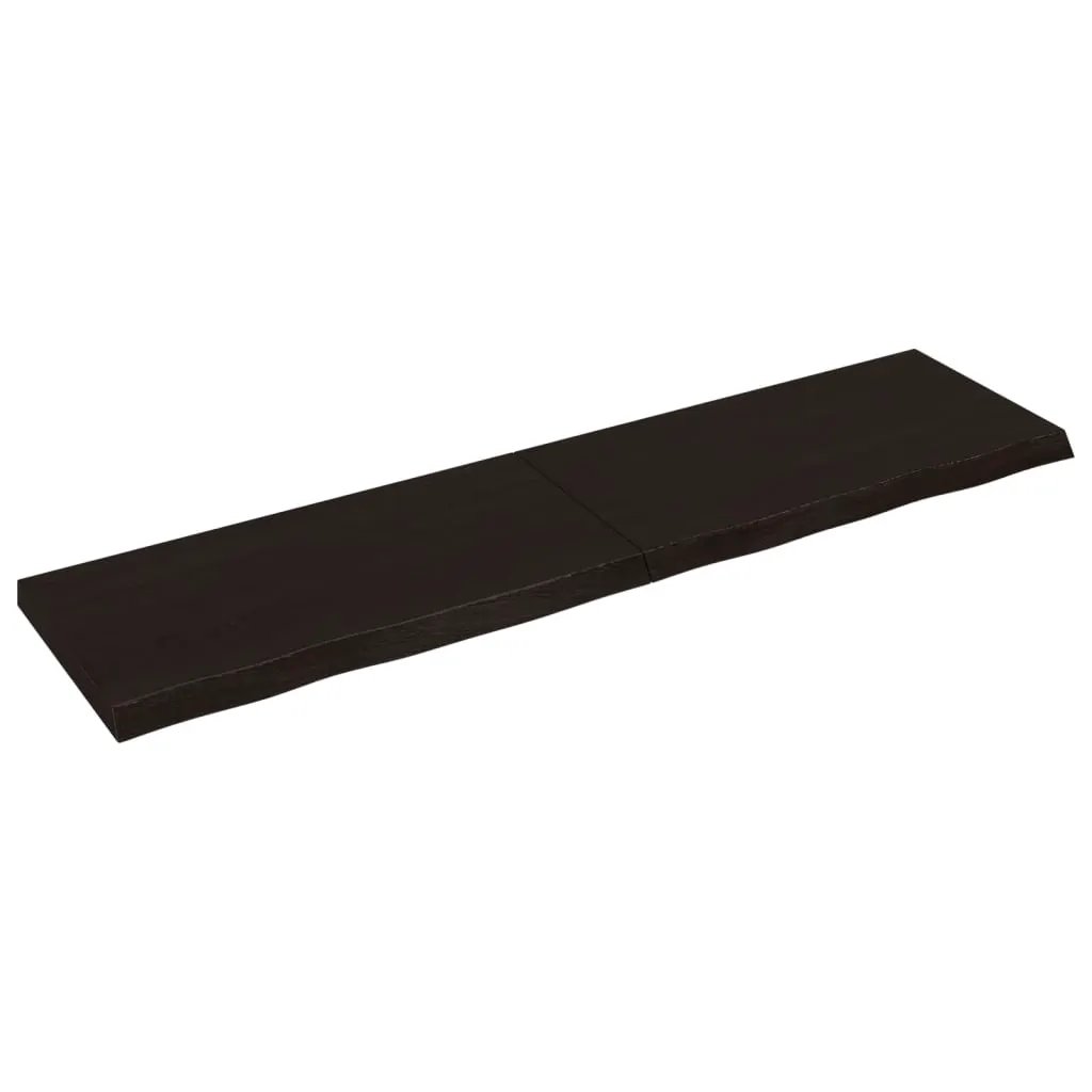 Tischplatte Dunkelbraun Massivholz Eiche 200x50 cm