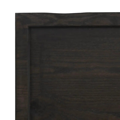 Tischplatte dunkelbraun aus Massivholz Eiche, 200x50x2–6 cm