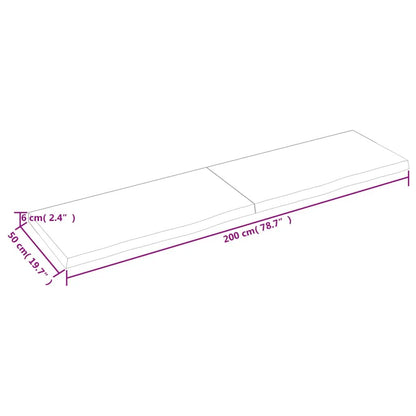 Tischplatte vidaXL dunkelbraun 200x50x(2-6) cm Massivholz Eiche