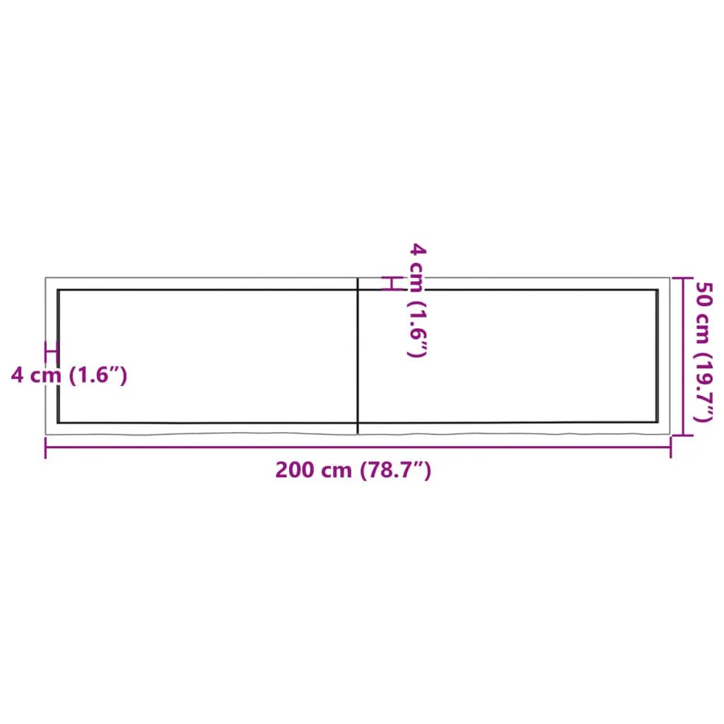 Tischplatte Dunkelbraun aus Massivholz Eiche von vidaXL, 200x50x2–6 cm