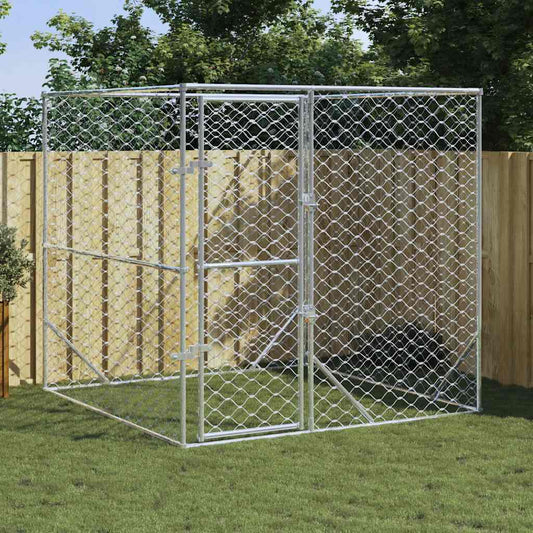 Outdoor-Hundezwinger 2x2x2 m aus verzinktem Stahl, silbern, vidaXL