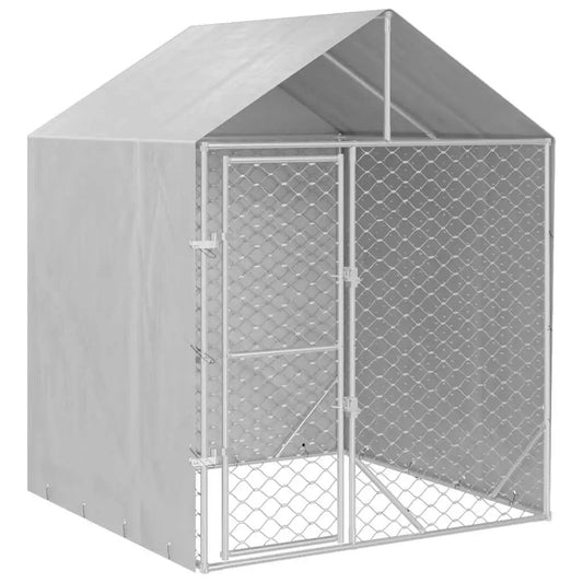 Outdoor-Hundezwinger mit Dach von vidaXL, silber, verzinkter Stahl, 2x2x2,5 m