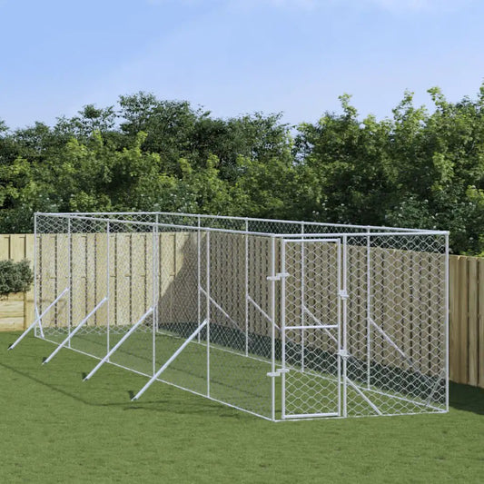 Outdoor-Hundezwinger Silbern, verzinkter Stahl, 2x10x2 m, vidaXL
