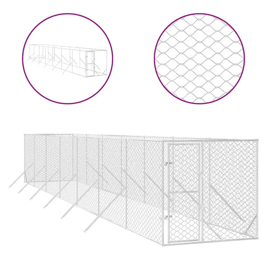 Outdoor-Hundezwinger silbern, verzinkter Stahl, vidaXL, 2x14x2 m