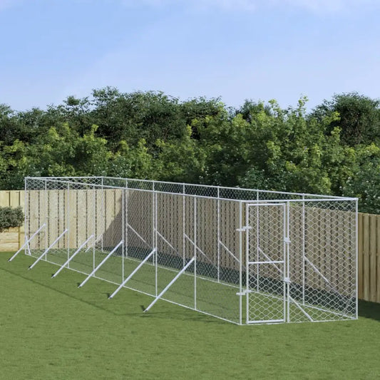 Hundezwinger aus verzinktem Stahl, silbern, 2x14x2 m, vidaXL