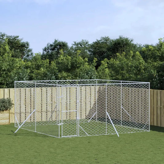 vidaXL Outdoor-Hundezwinger 4x4x2 m aus verzinktem Stahl, silber