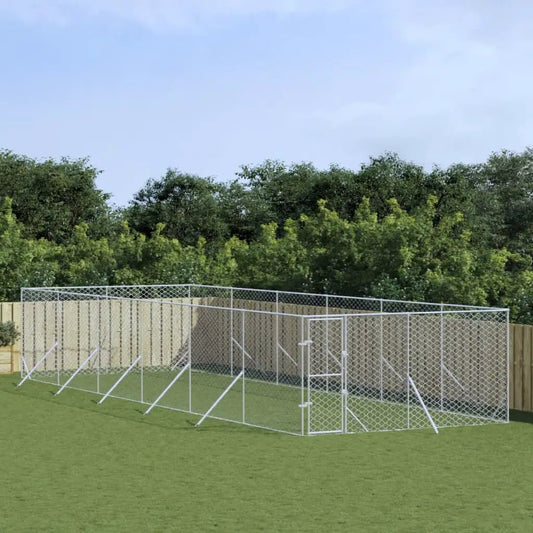 Outdoor-Hundezwinger silber 4x12x2 m aus verzinktem Stahl