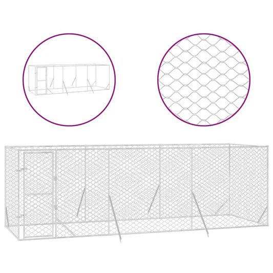 vidaXL Outdoor-Hundezwinger Silbern 6×2×2 m aus verzinktem Stahl – Hundezwinger & Ausläufe