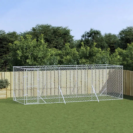 vidaXL Outdoor-Hundezwinger aus verzinktem Stahl, silbern, 6x2x2 m