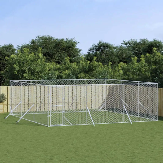Outdoor-Hundezwinger Silbern 6x6x2 m Verzinkter Stahl von vidaXL