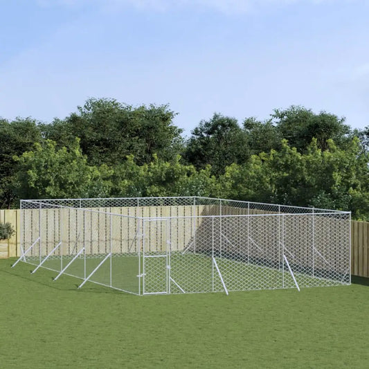 Outdoor-Hundezwinger Silbern aus verzinktem Stahl, vidaXL 6x10x2 m