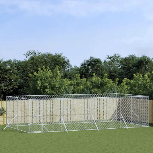 Outdoor-Hundezwinger Silbern, verzinkter Stahl, 8x4x2 m – vidaXL