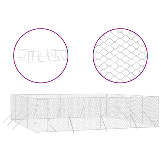 Outdoor-Hundezwinger Silbern 8x8x2 m aus verzinktem Stahl – vidaXL Hundezwinger & -ausläufe