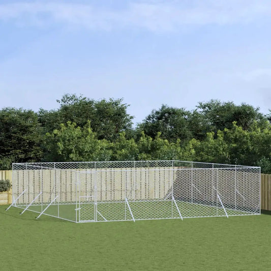 Outdoor-Hundezwinger vidaXL Silbern 8x8x2 m verzinkter Stahl
