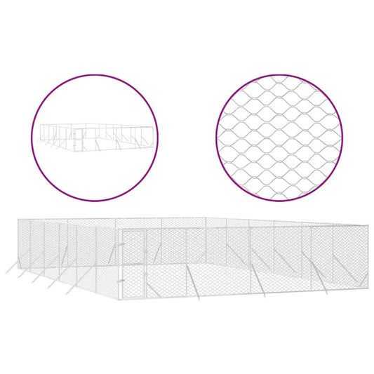 Outdoor-Hundezwinger Silbern 8x12x2 m Verzinkter Stahl von vidaXL – Hundezwinger & -ausläufe