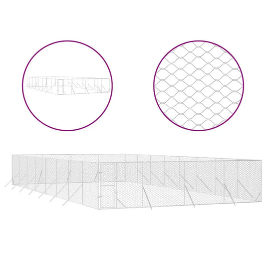 Outdoor-Hundezwinger vidaXL Silbern 8x16x2 m verzinkter Stahl – Hundezwinger & -ausläufe