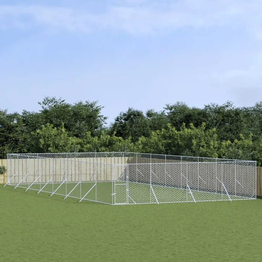 Outdoor-Hundezwinger Silbern, verzinkter Stahl, 8x16x2 m, vidaXL.