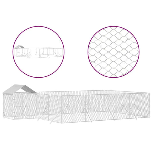 Outdoor-Hundezwinger mit Dach aus verzinktem Stahl, 10x6x2,5 m