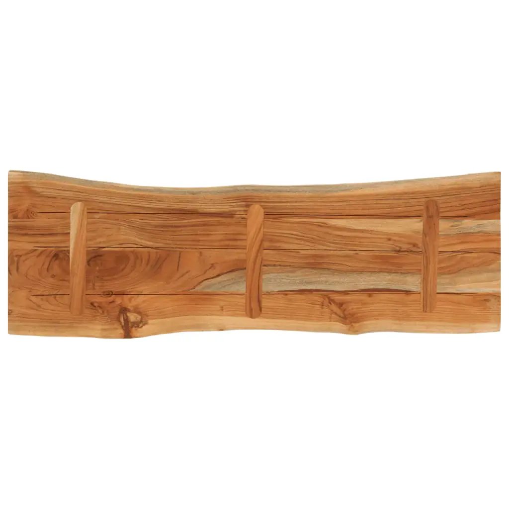 Tischplatte aus Akazie Massivholz mit Baumkante, rechteckig 110x40x3,8 cm