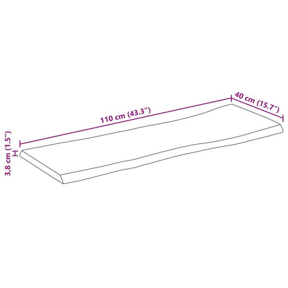 Tischplatte aus Massivholz Akazie mit Baumkante, rechteckig, 110x40x3,8 cm