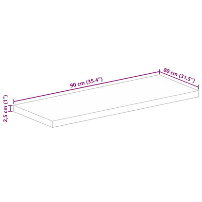 Tischplatte aus Massivholz Akazie, rechteckig, 90 x 80 x 2,5 cm, vidaXL