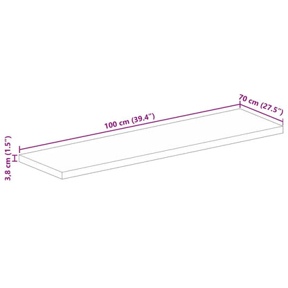 Tischplatte aus massiver Akazie, rechteckig 100×70×3,8 cm