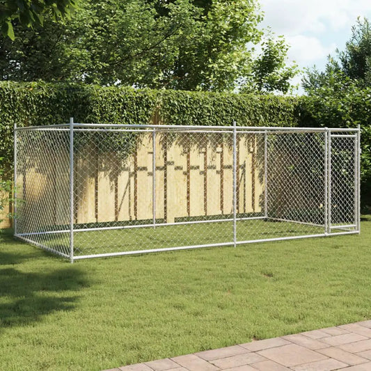Hundezwinger mit Tür von vidaXL, verzinktem Stahl, Grau, 4x2x1,5 m