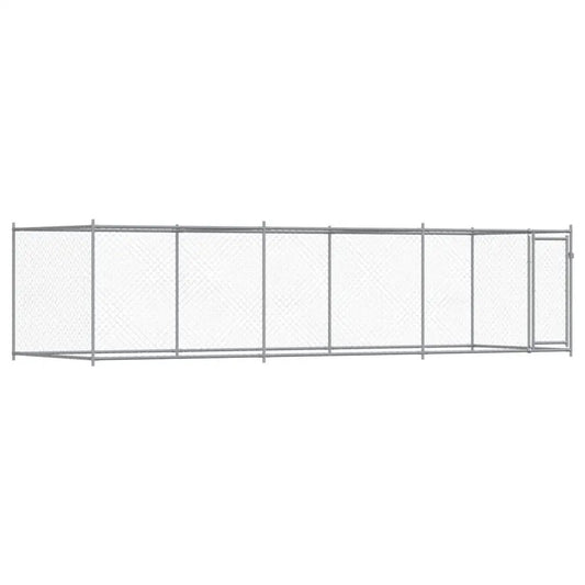 Hundezwinger mit Tür, Grau, verzinkter Stahl, 6x2x1,5 m, vidaXL