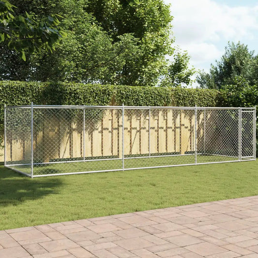 Hundezwinger mit Tür, Grau, 6x2x1,5 m, verzinkter Stahl