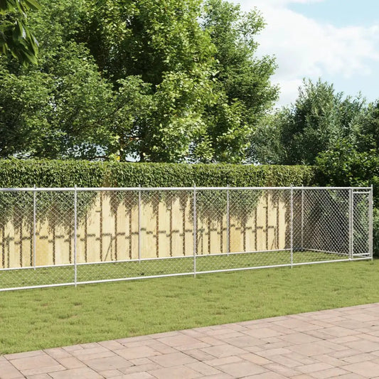 Hundezwinger mit Tür Grau 10x2x1,5 m aus verzinktem Stahl von vidaXL