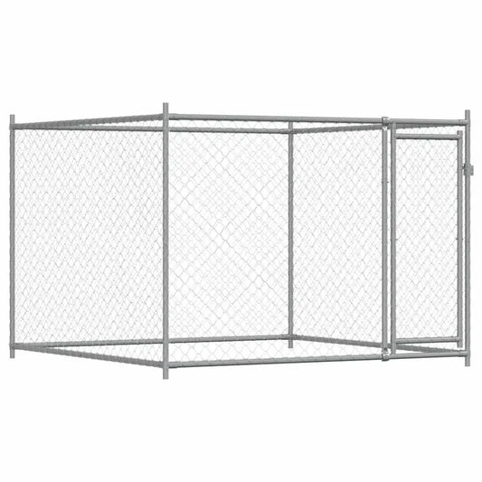 vidaXL Hundezwinger mit Tür, grau, verzinkter Stahl, 2x2x1,5 m