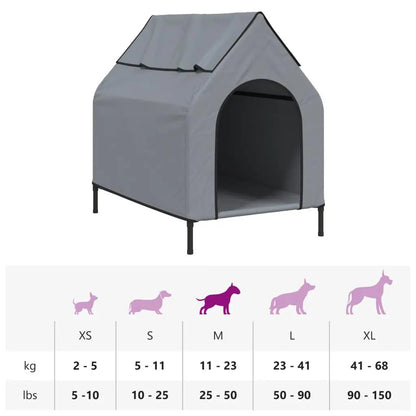 Hundehütte aus hellgrauem Oxford-Gewebe mit Stahlrahmen von vidaXL