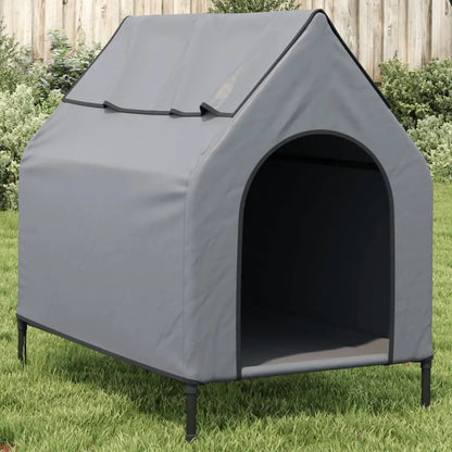 Hundehütte vidaXL Hellgrau aus Oxford-Gewebe und Stahl, wetterfestes Outdoor-Haus für Hunde