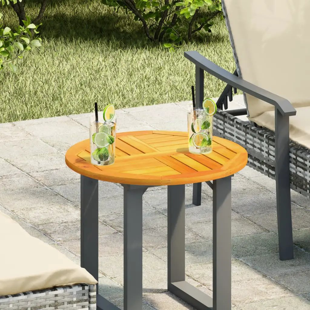 Tischplatte Ø50x2 cm Rund Massivholz Akazie, warm braun-orange Holzoberfläche, Outdoor-Einsatz