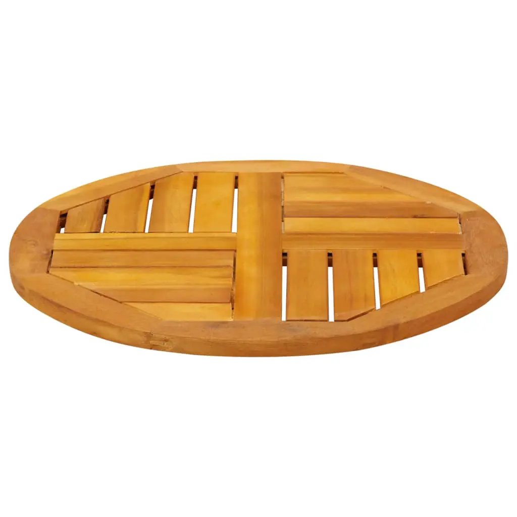 Tischplatte rund Ø50x2 cm aus Massivholz Akazie mit Lattenmuster