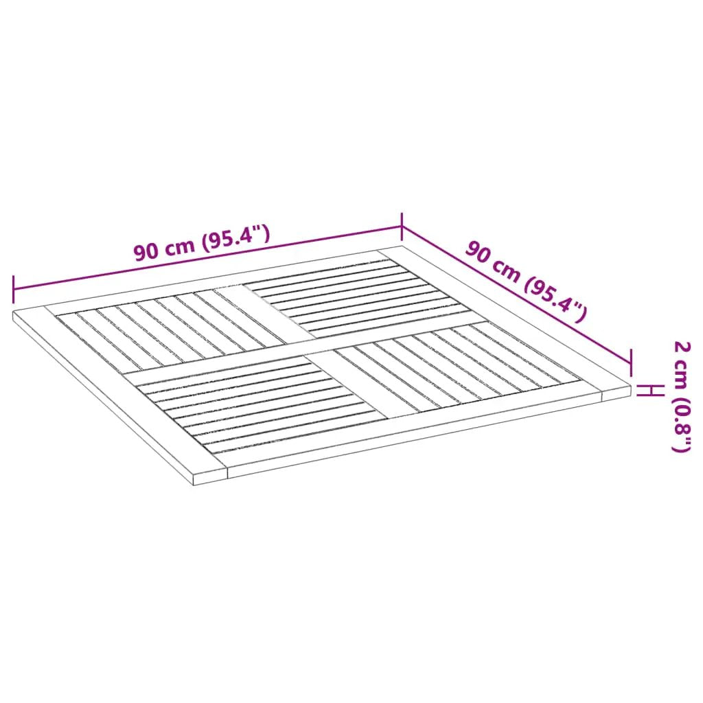 Tischplatte 90x90 cm aus Massivholz Akazie, quadratisch, 2,2 cm stark