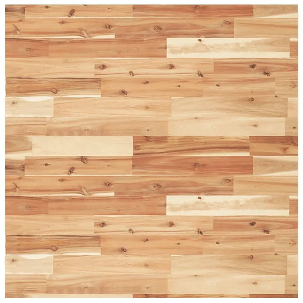 Tischplatte Quadratisch 90x90x2 cm Massivholz Akazie, Holzoptik mit Knotenmustern