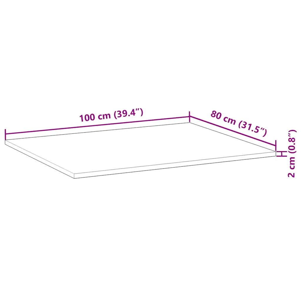 Tischplatte Rechteckig 100x80x2 cm Massivholz Akazie von vidaXL