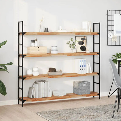 Regal aus Akazie-Massivholz mit schwarzem Metallrahmen, vidaXL, vier Regalböden