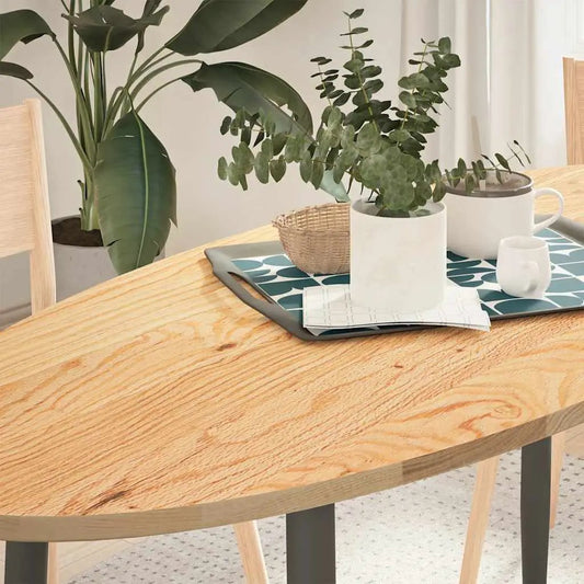 Tischplatte aus Massivholz Eiche, oval, 140×60 cm, 2 cm Dicke, helles Holz
