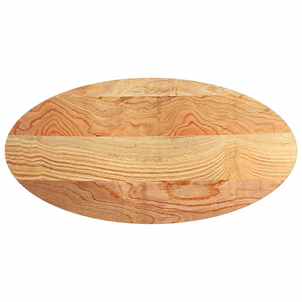 Tischplatte oval hellbraun aus Massivholz Eiche, 120x60x2 cm